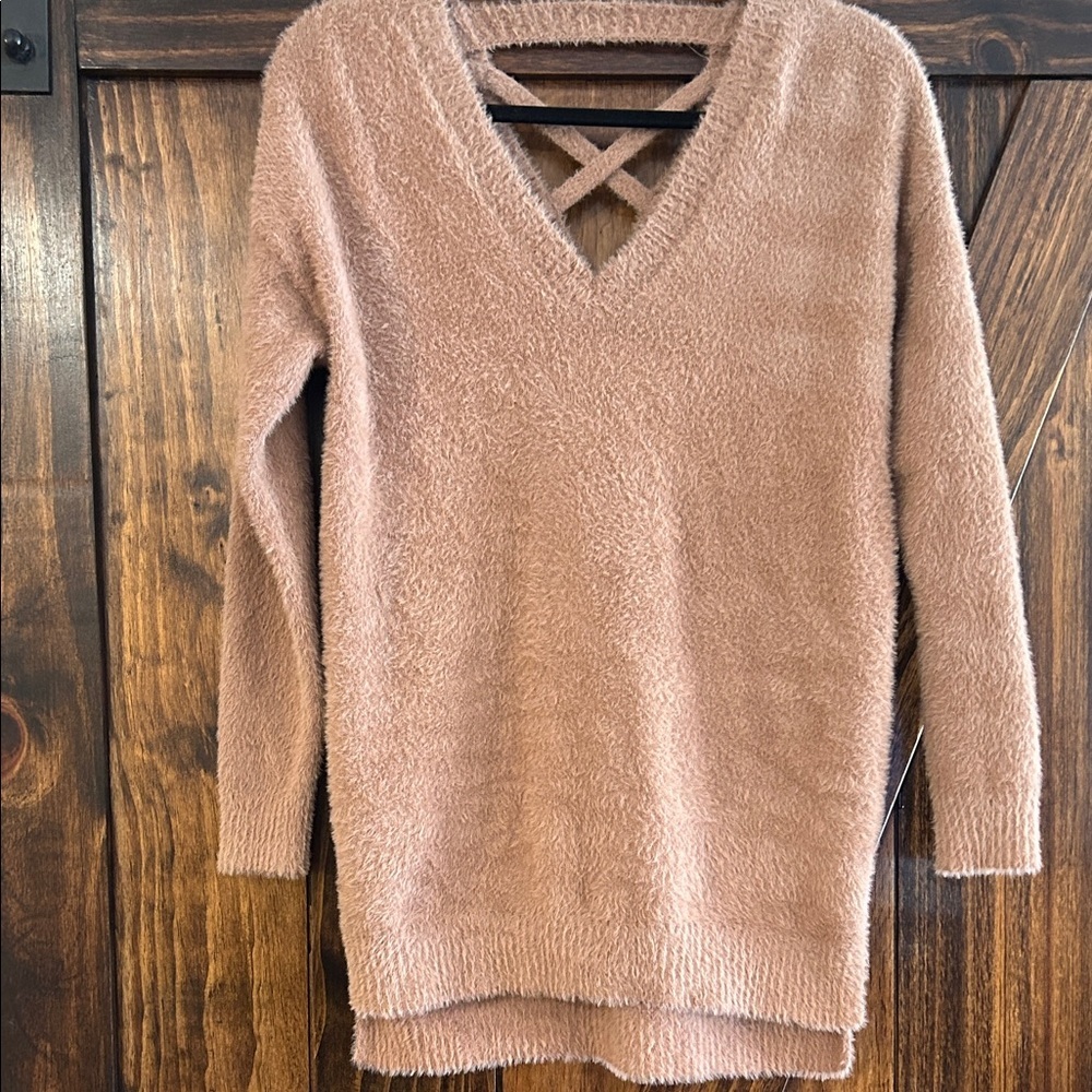 Cozy V-Neck Sweater in Tan